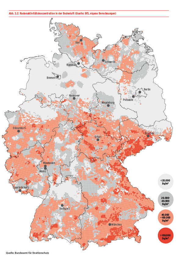 Mapa del radón en Alemania